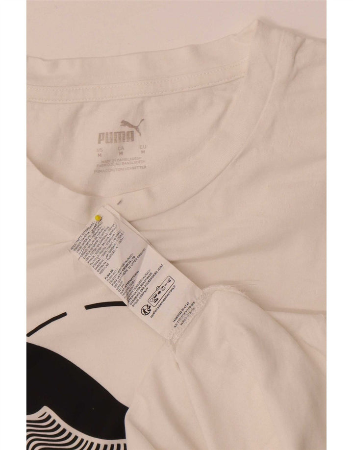 T-shirt grafica da uomo Puma Top in cotone bianco medio