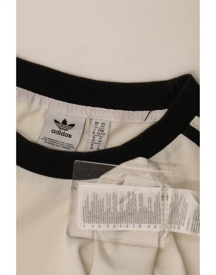 T-shirt grafica oversize da donna Adidas UK 6 XS cotone bianco sporco