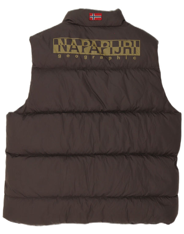 Gilet imbottito da uomo con grafica geografica Napapijri UK 40 Large marrone in poliammide