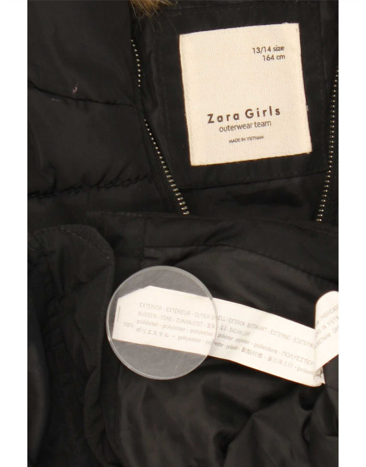 Cappotto imbottito con cappuccio per ragazze Zara 13-14 anni in poliestere nero