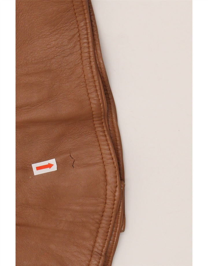 Giacca in pelle da donna vintage UK 14 in pelle marrone medio