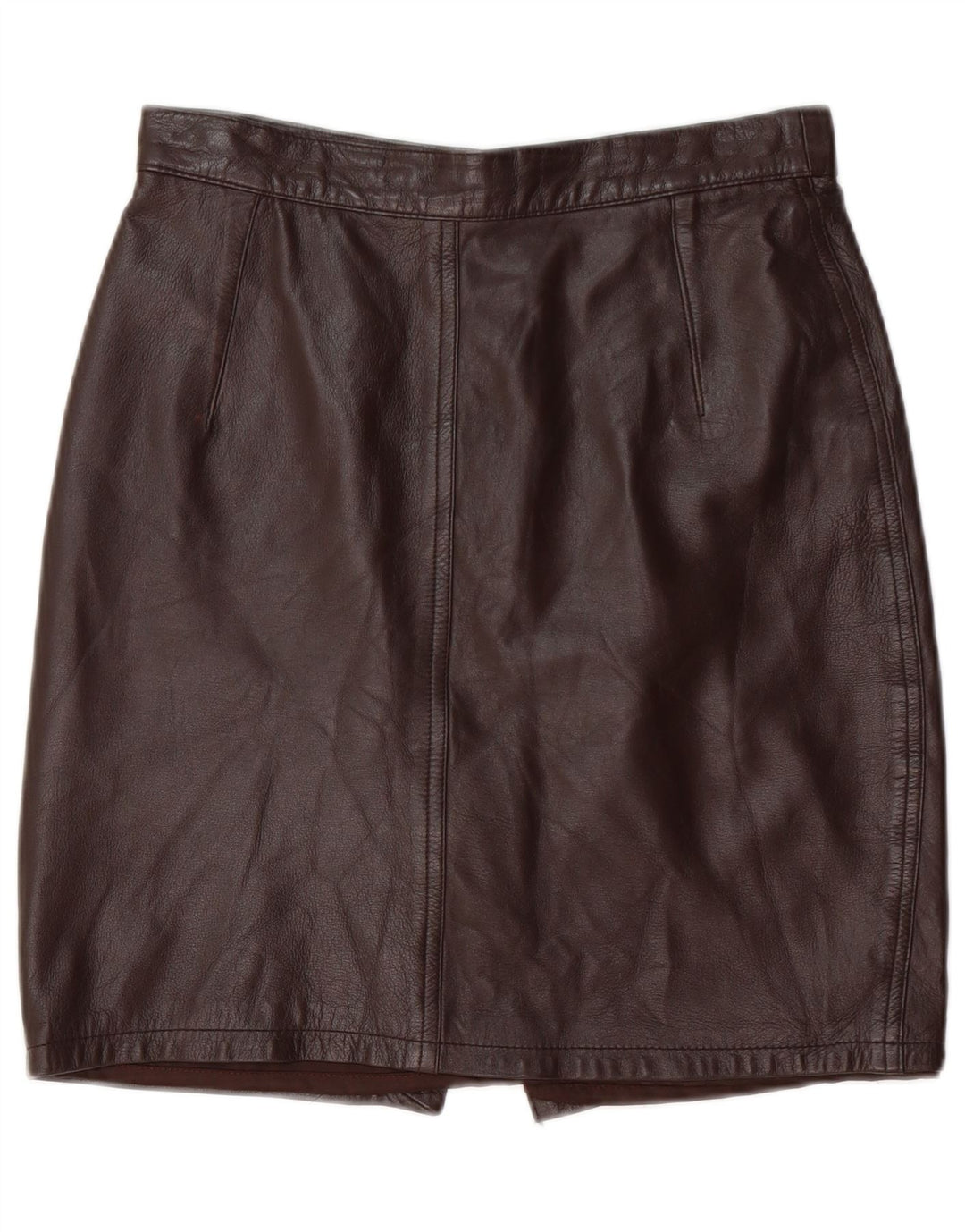Gonna in pelle da donna VINTAGE IT 44 media W28 in pelle marrone