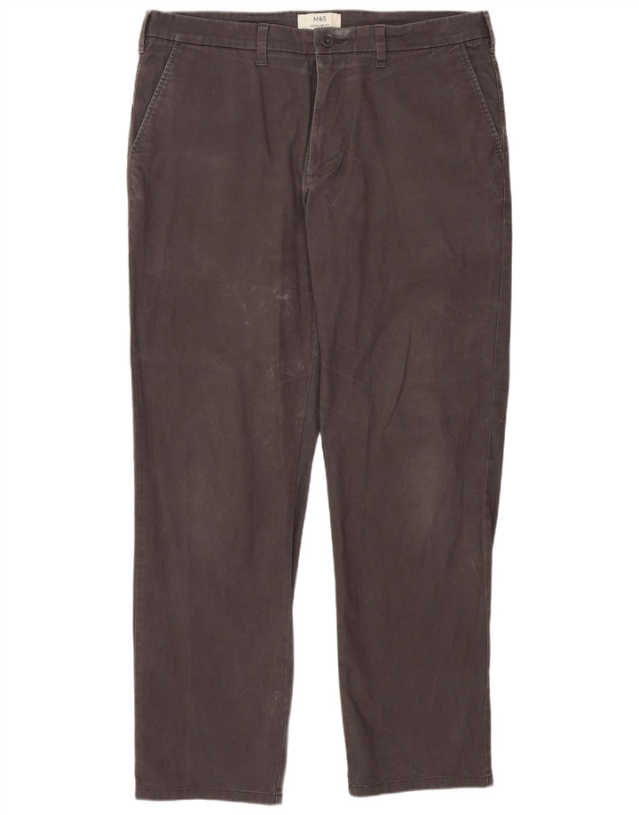 Pantaloni chino dritti vestibilità regolare da uomo Marks & Spencer W36 L31 Grigi