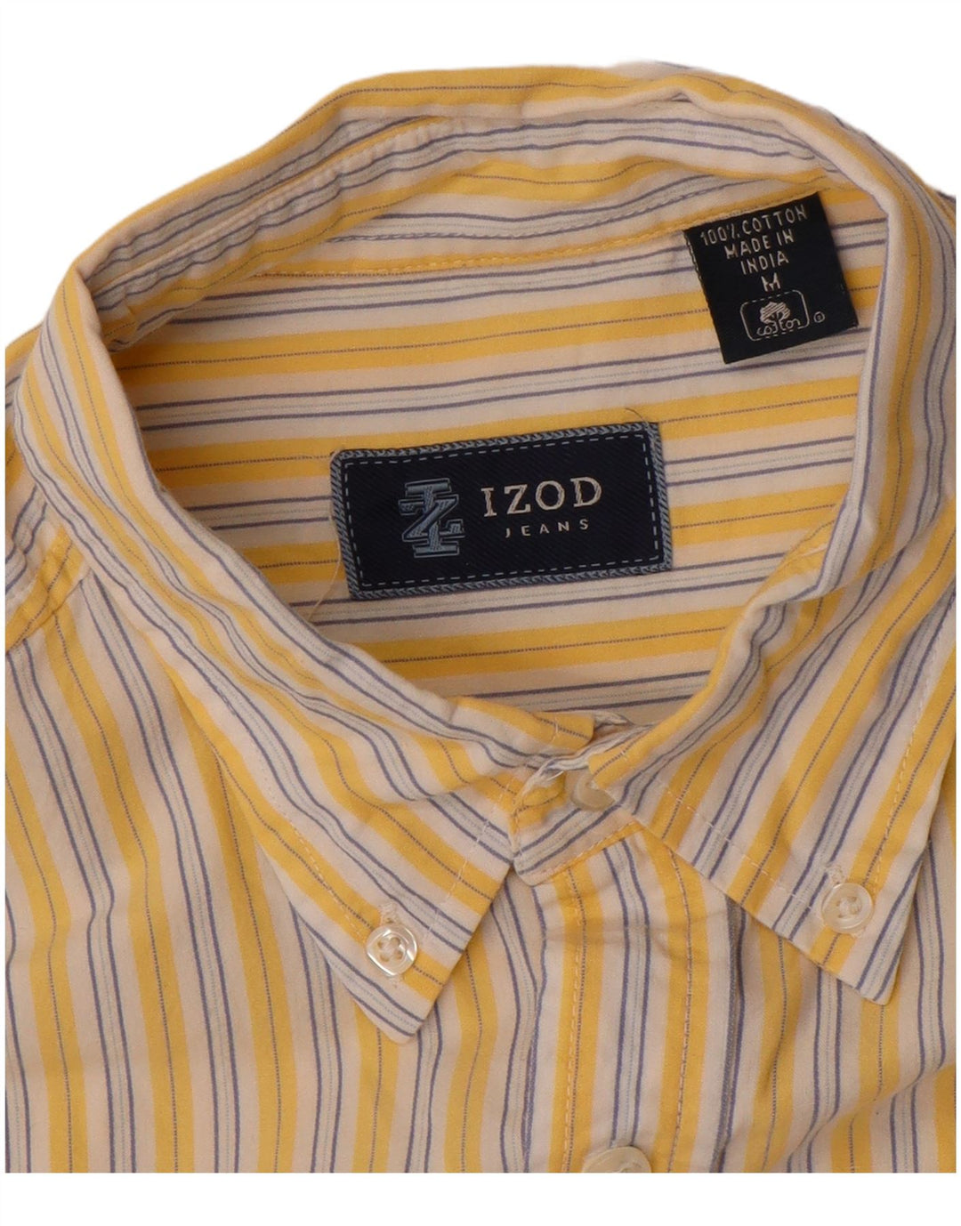 Camicia a maniche corte da uomo IZOD in cotone gessato giallo medio