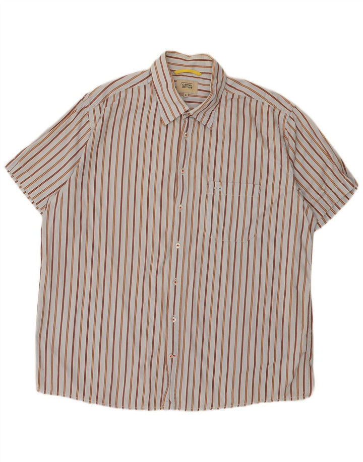 Camicia a maniche corte da uomo Camel Active XL in cotone a righe blu