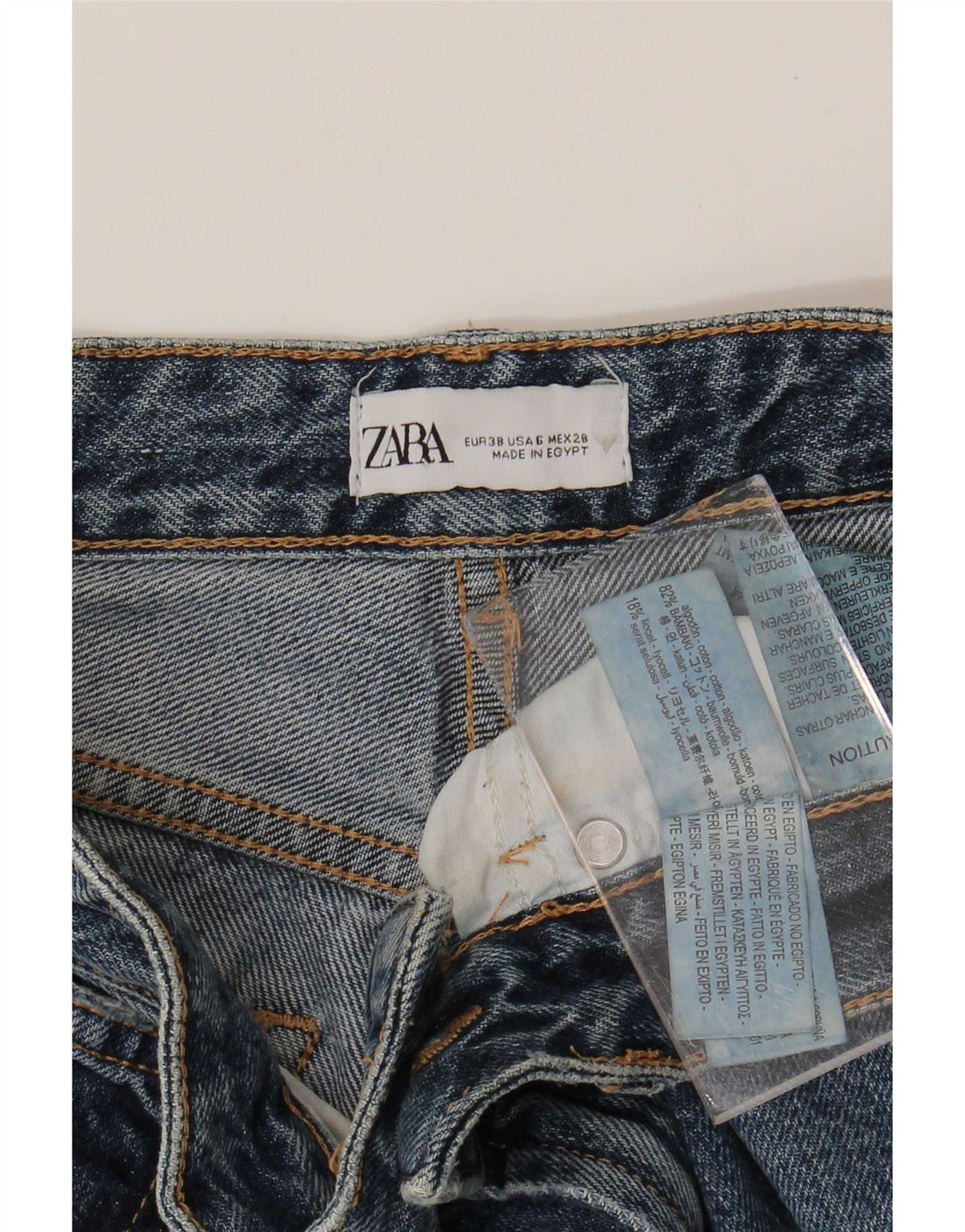 Pantaloncini di jeans da donna Zara EU 38 piccoli W28 cotone blu navy