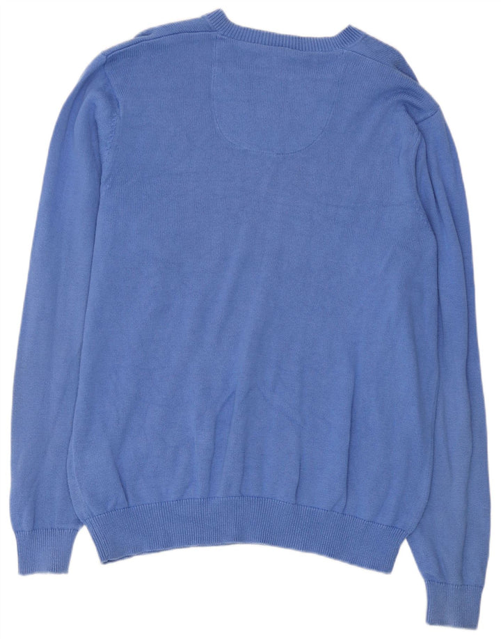 Maglione da uomo con scollo a V Marks & Spencer in cotone blu medio