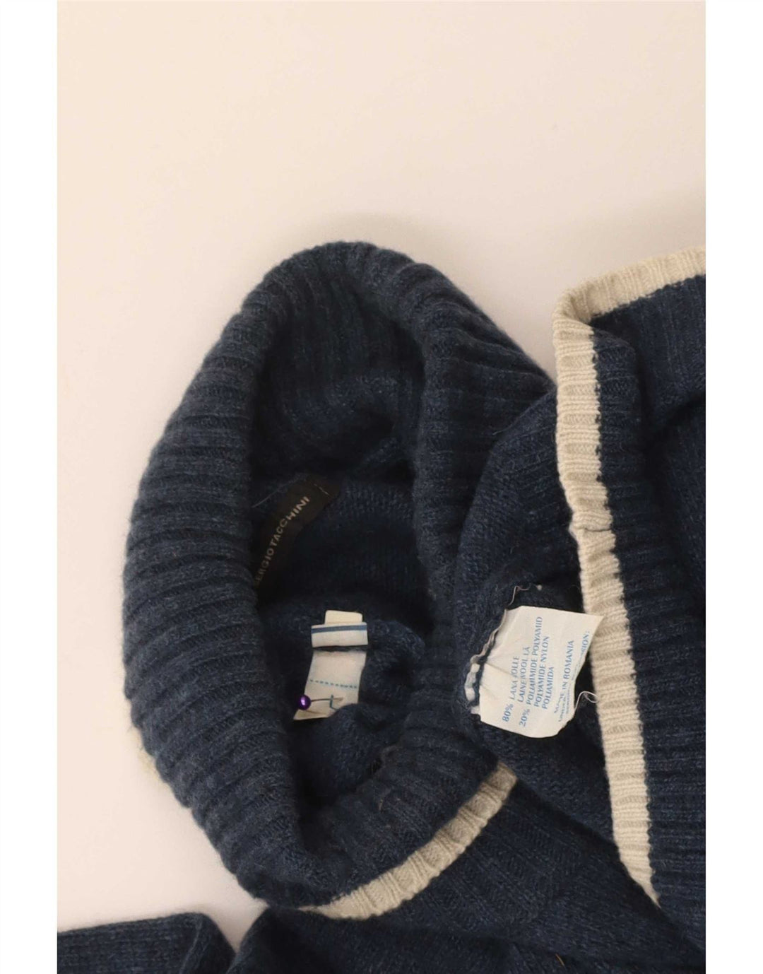 Sergio Tacchini Maglione da uomo con collo alto e maglione grande in lana blu navy