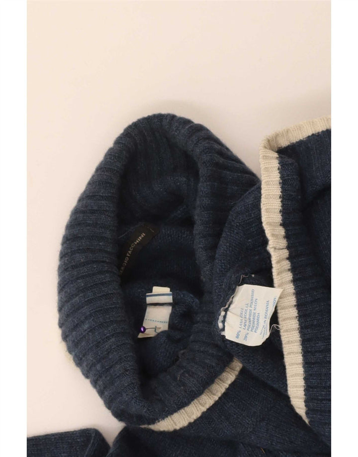 Sergio Tacchini Maglione da uomo con collo alto e maglione grande in lana blu navy