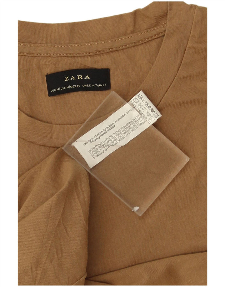 T-shirt Zara da uomo Top in cotone beige medio