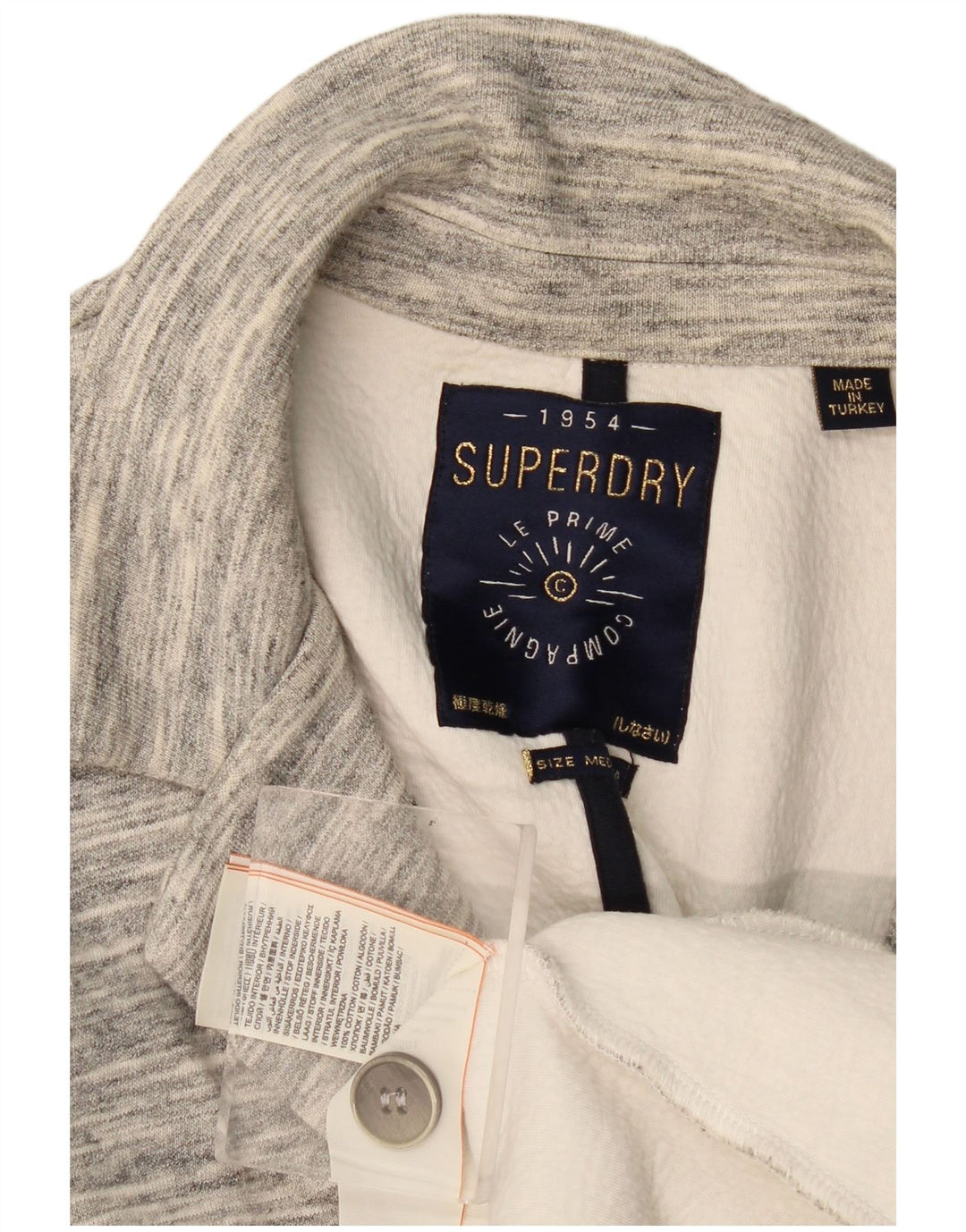 Giacca blazer da donna a 1 bottone Superdry UK 14 Cotone chiazzato grigio medio