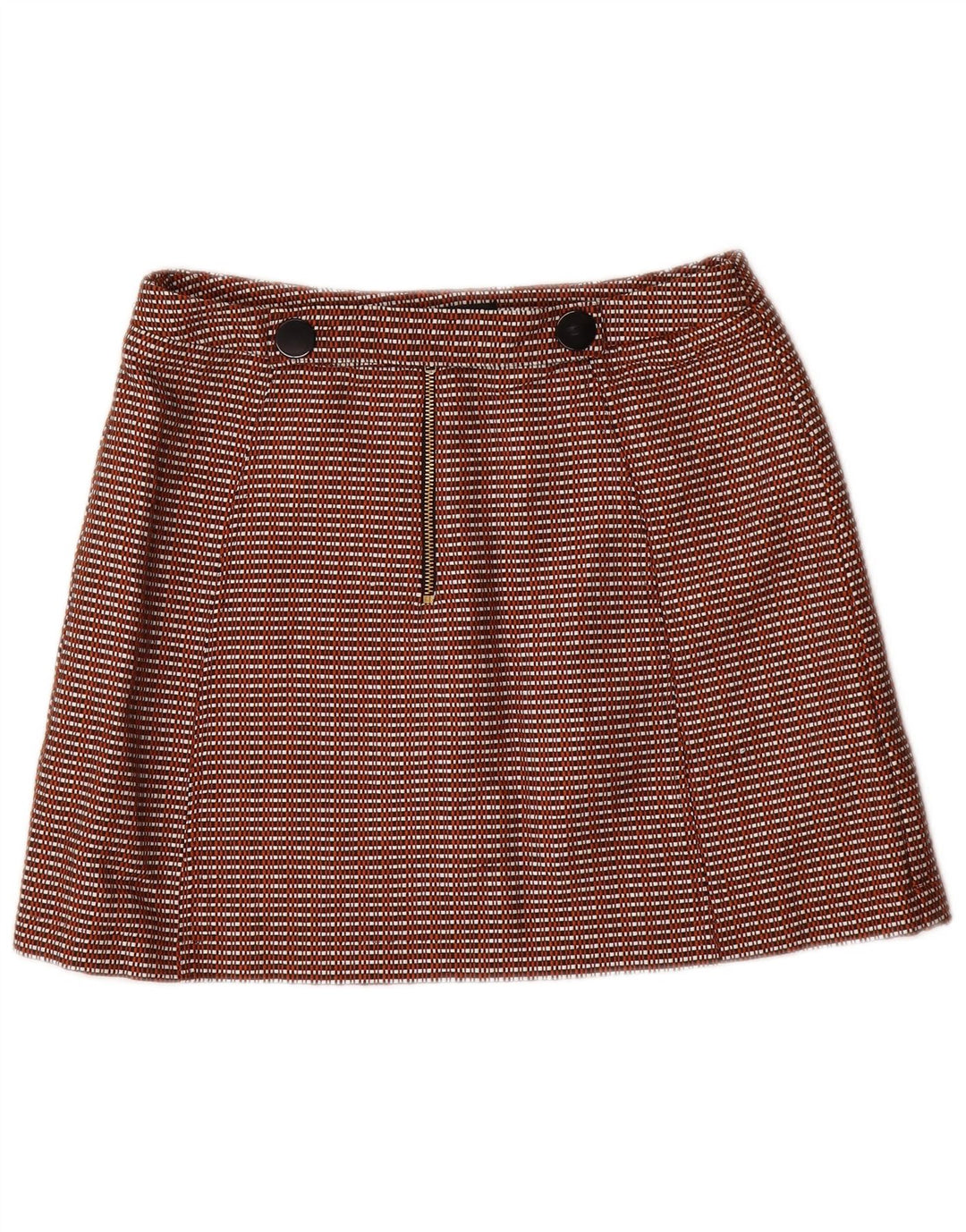 TOPSHOP Minigonna da donna UK 12 Media W28 Cotone a quadretti marrone