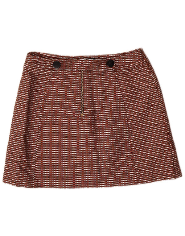 TOPSHOP Minigonna da donna UK 12 Media W28 Cotone a quadretti marrone