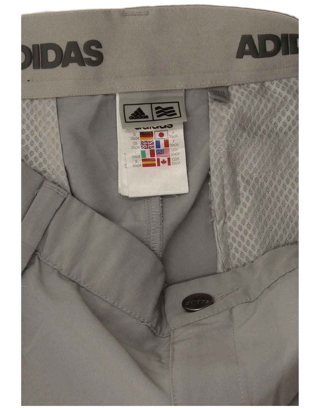 Pantaloni chino dritti da uomo Adidas W30 L28 poliestere grigio