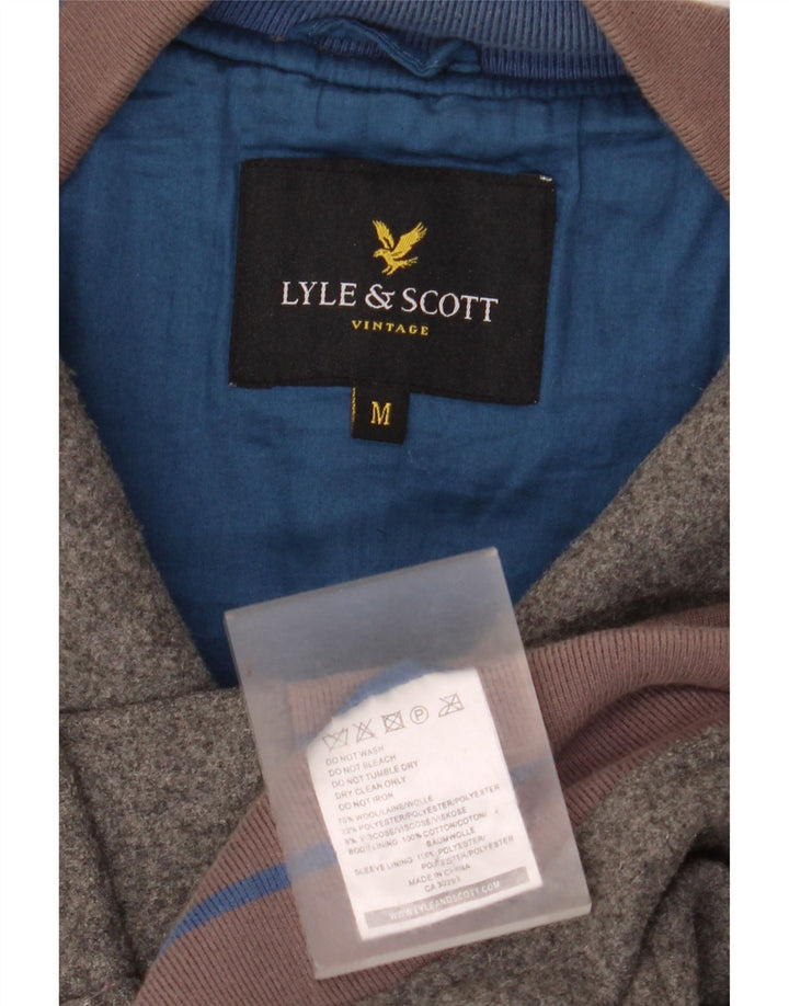 Giacca college vintage da uomo Lyle & Scott UK 38 Lana color block grigio medio