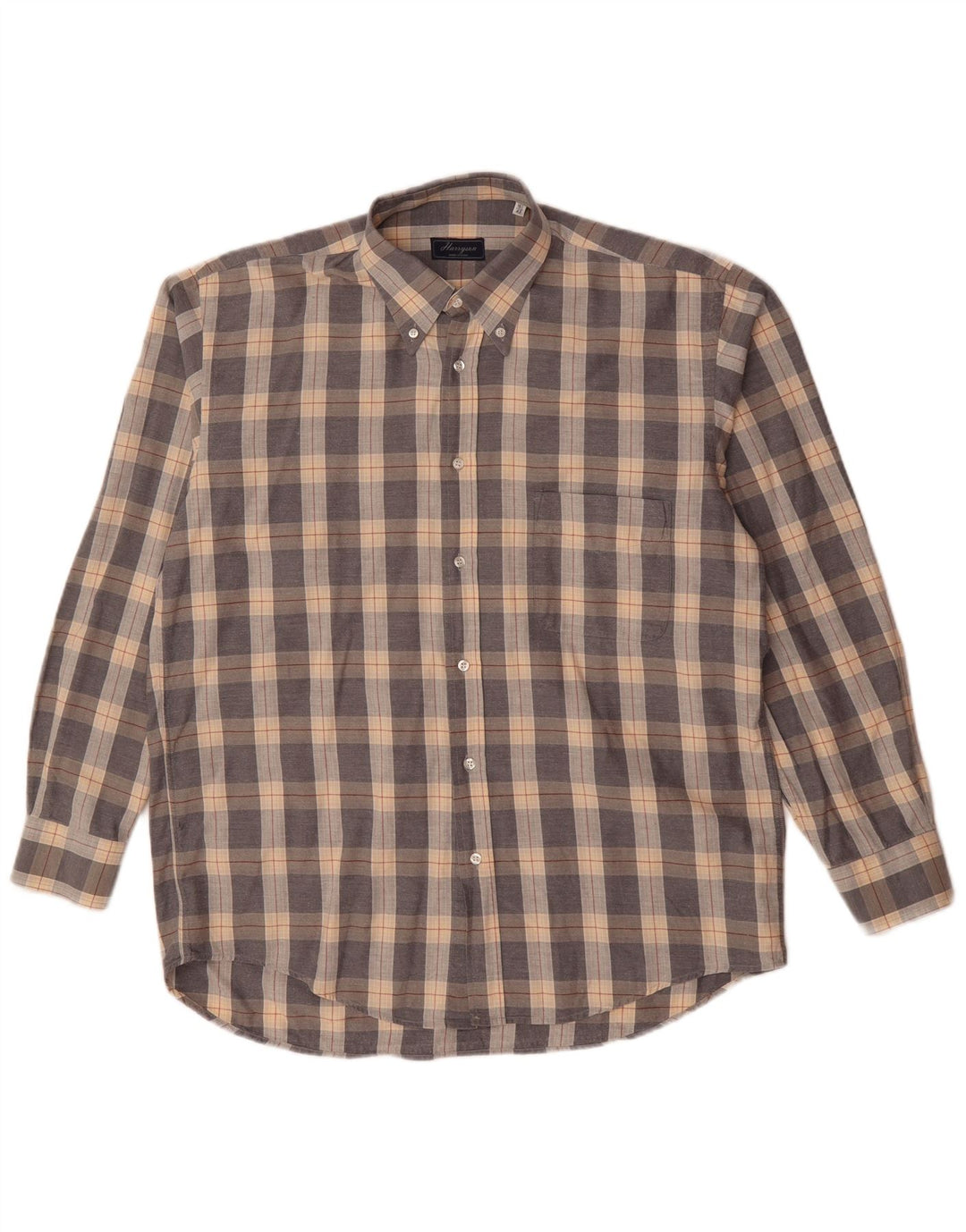 VINTAGE Mens Shirt Size 16 1/2 42 Large Grey Check Cotton