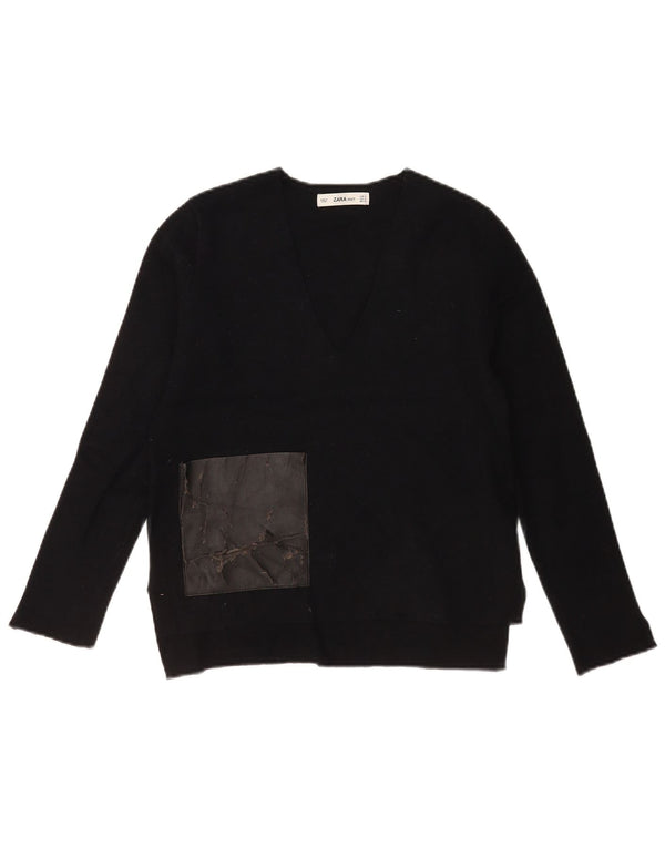 Maglione Zara da donna con scollo a V UK 10 piccolo in viscosa nera