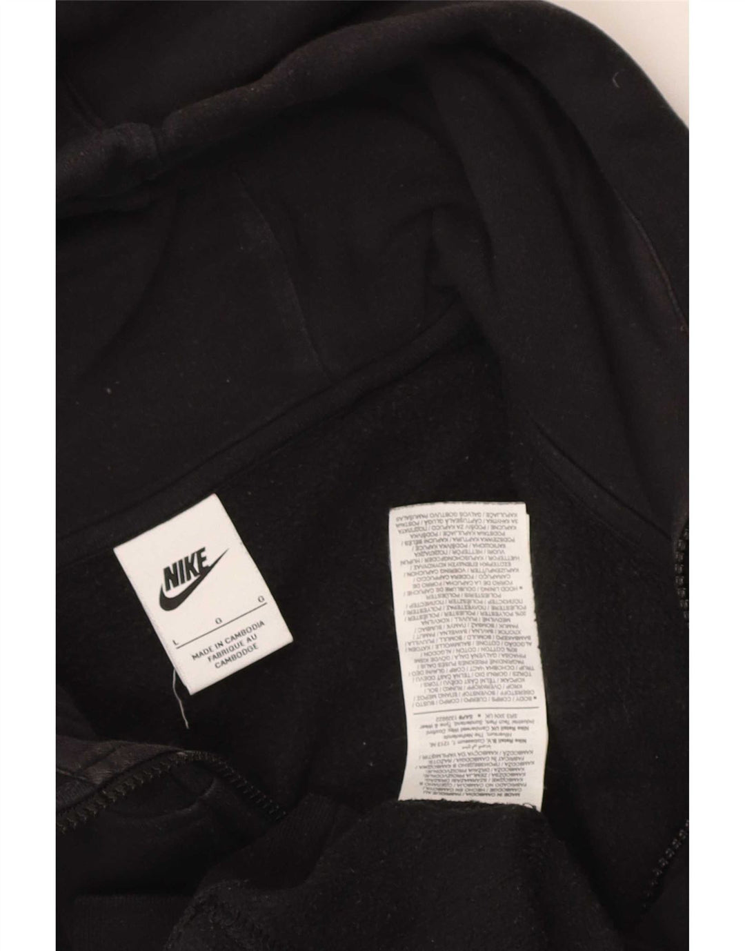 Felpa con cappuccio e zip Nike da uomo, grande, in cotone nero