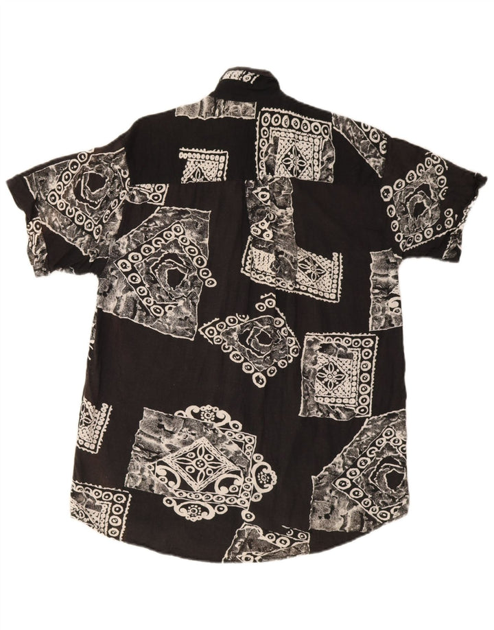 Camicia a maniche corte da uomo Rob Roy in viscosa patchwork nera media