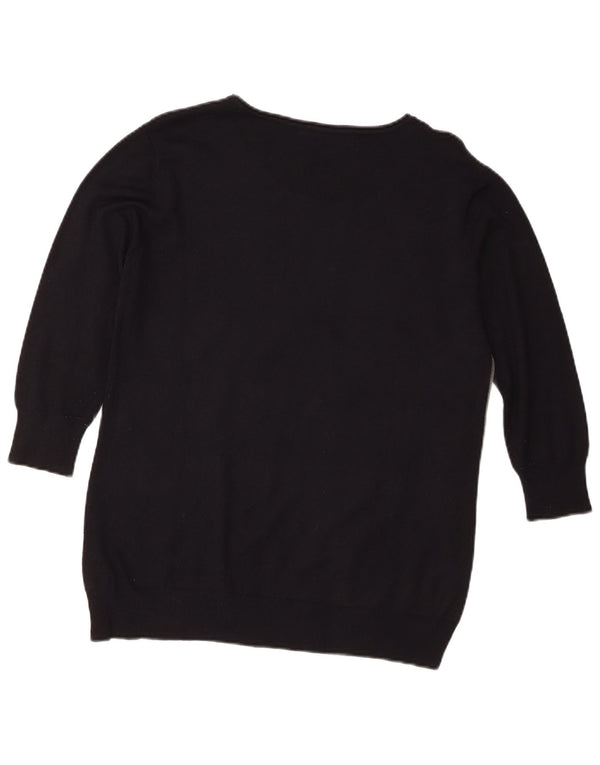 Guess Maglione da donna con scollo a barca con grafica oversize UK 6 XS Nero