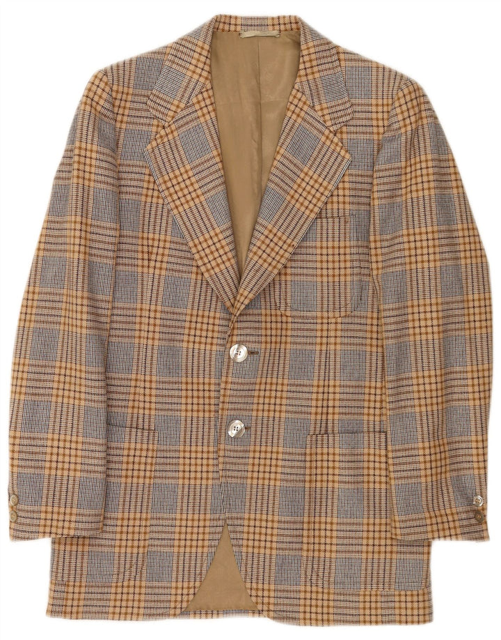 Giacca blazer vintage da uomo a 2 bottoni UK 36 piccolo pied de poule marrone