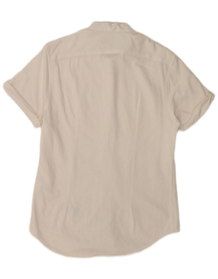 Camicia Zara da uomo slim fit a maniche corte in cotone bianco medio