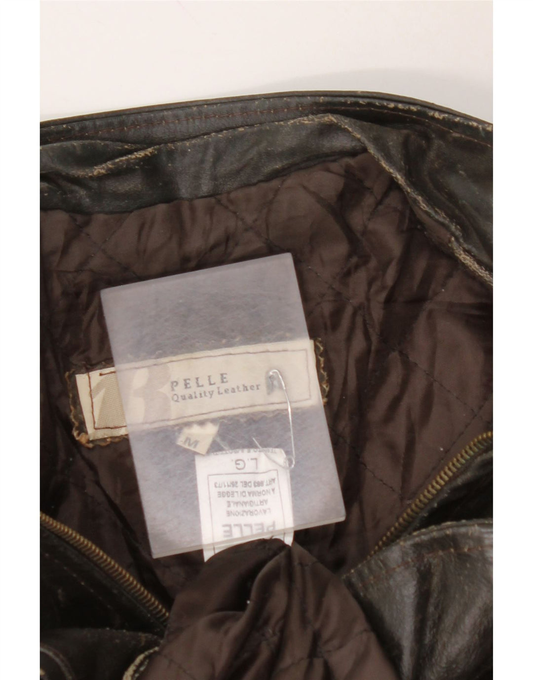 Giacca in pelle da donna con maniche a 3/4 VINTAGE UK 14 Pelle marrone medio