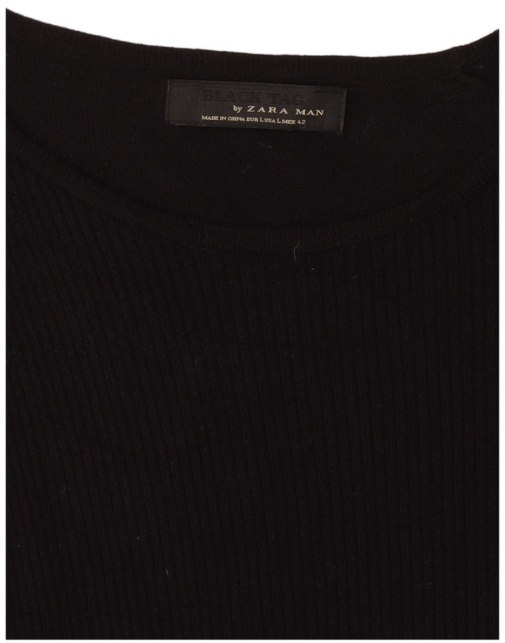 Maglione Zara da uomo con scollo a barca grande nero