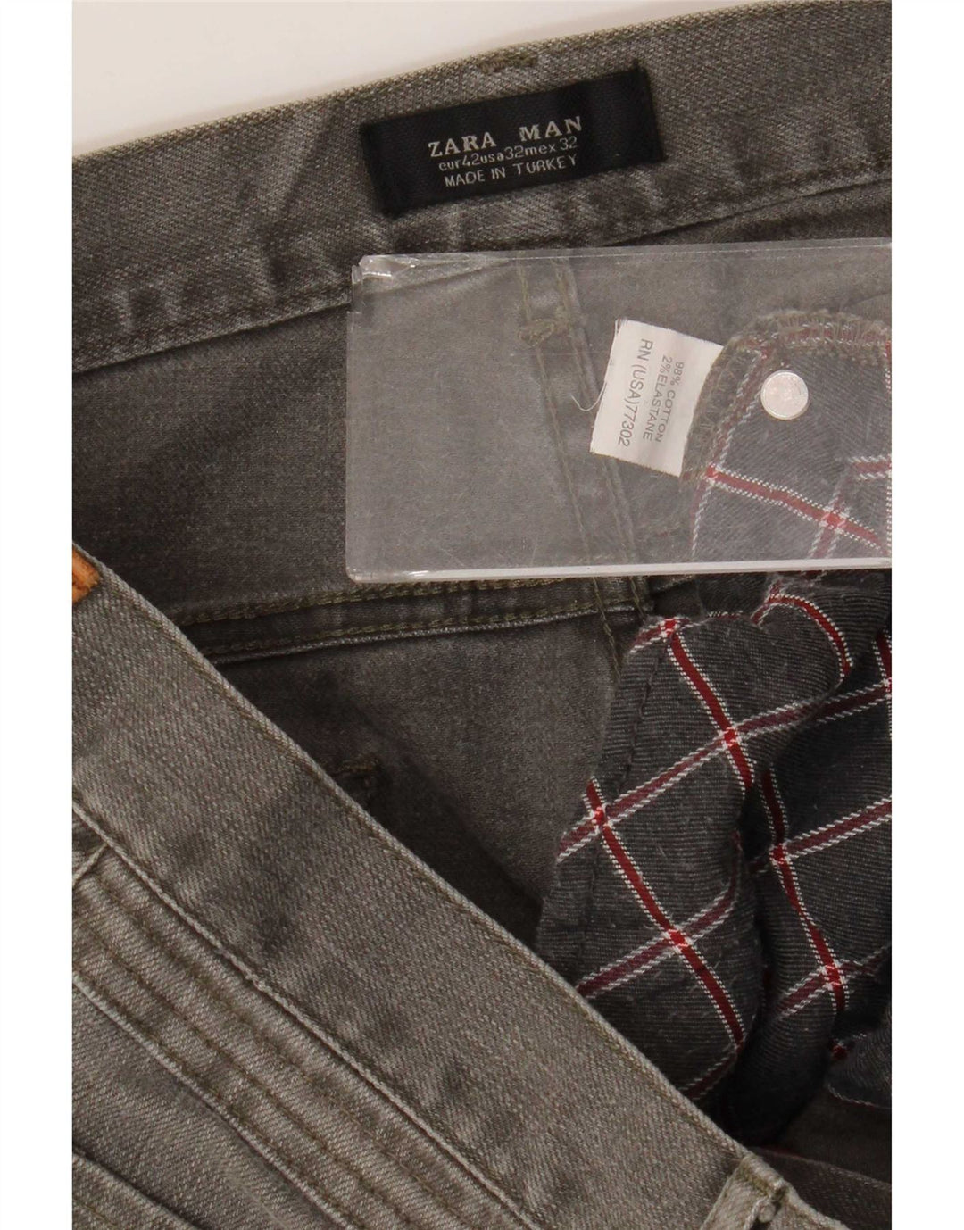 Jeans dritti da uomo Zara EU 42 Large W32 L31 Cotone grigio
