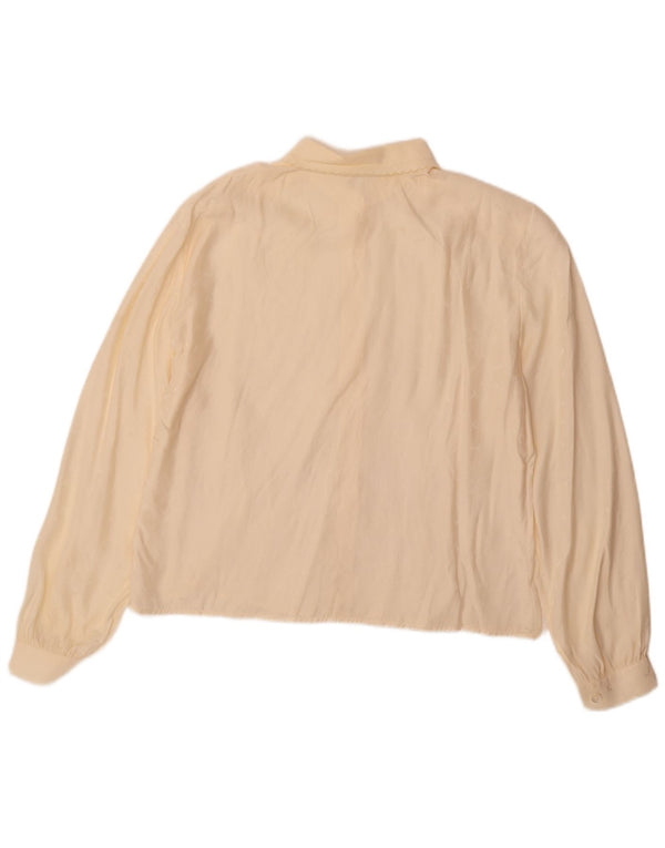 Camicetta camicia vintage da donna IT 46 grande seta bianco sporco