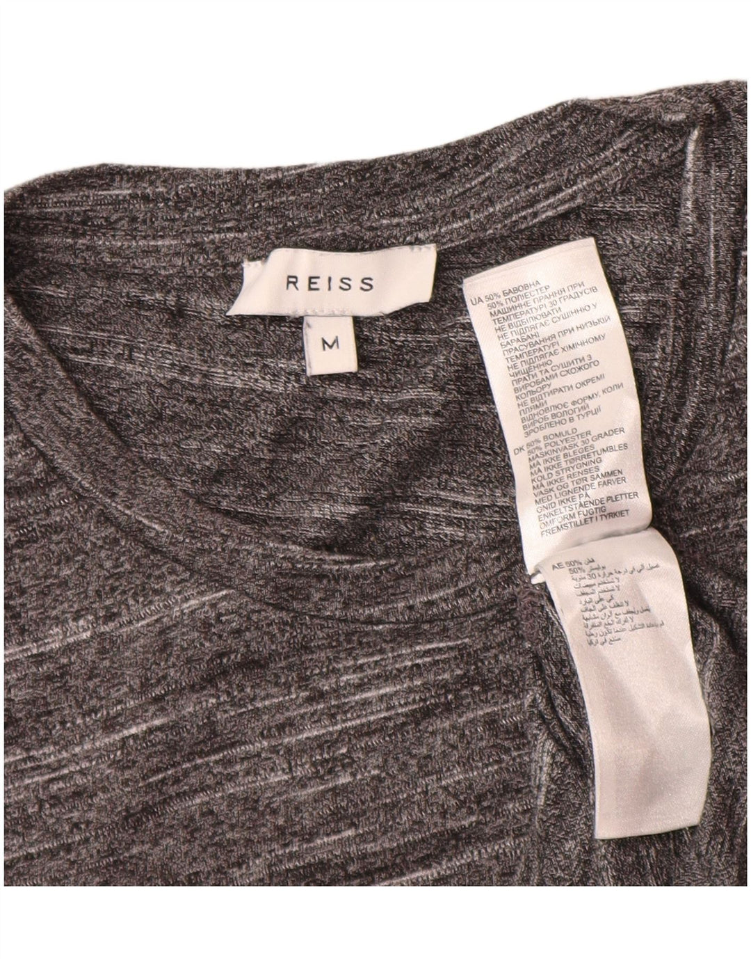T-shirt da uomo Reiss Top in cotone chiazzato grigio medio