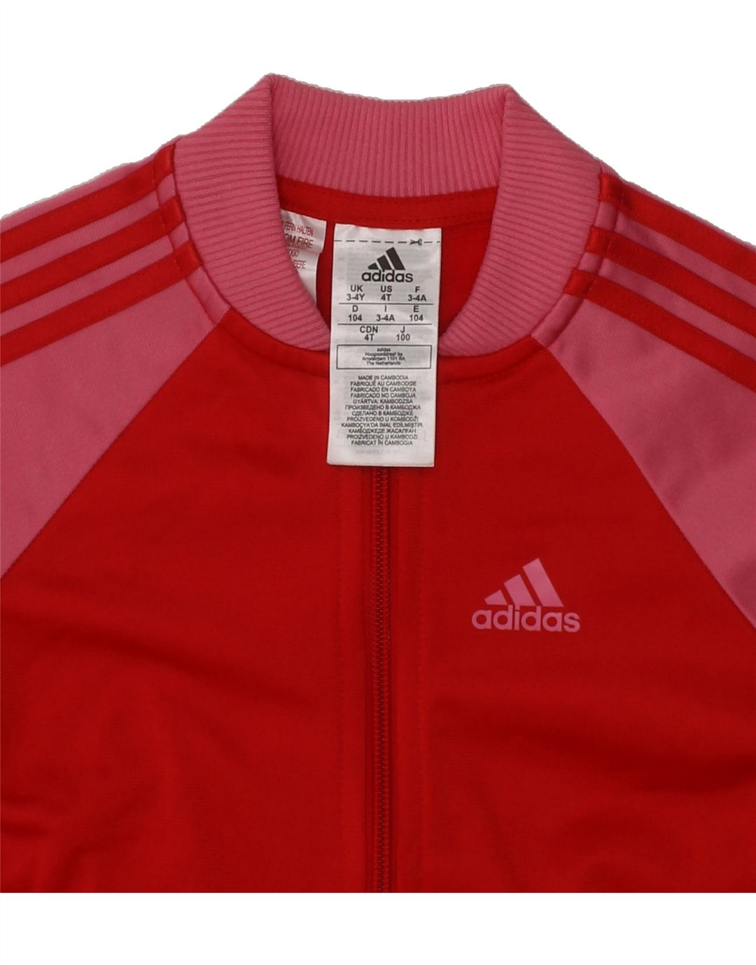ADIDAS Girls Tracksuit Top Jacket 3-4 Years Red Colourblock Polyester Vintage Adidas and Second-Hand Adidas from Messina Hembry 