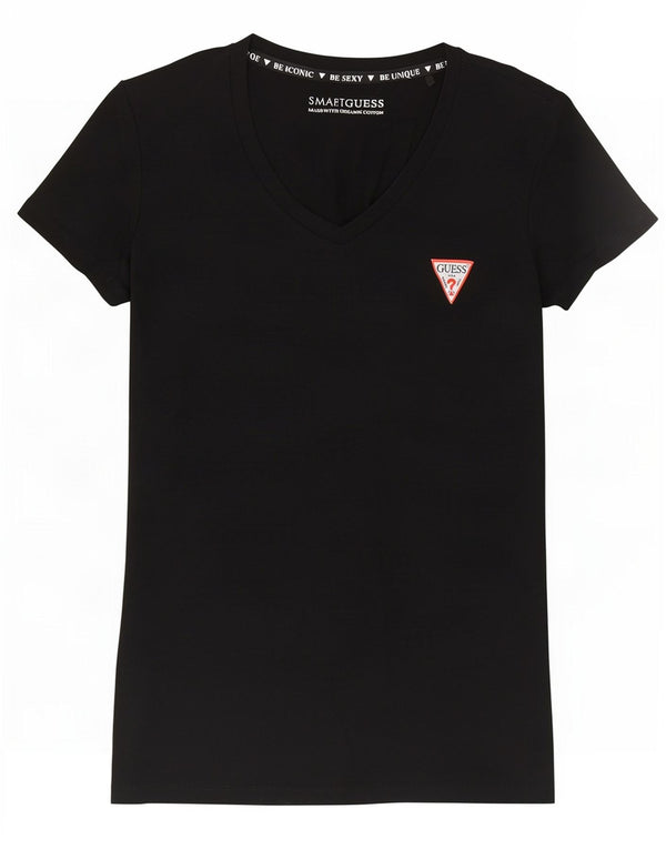 T-shirt da donna Guess UK 4 XS nera in cotone