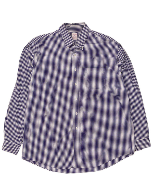 Camicia da uomo Brooks Brothers XL in cotone a quadretti blu