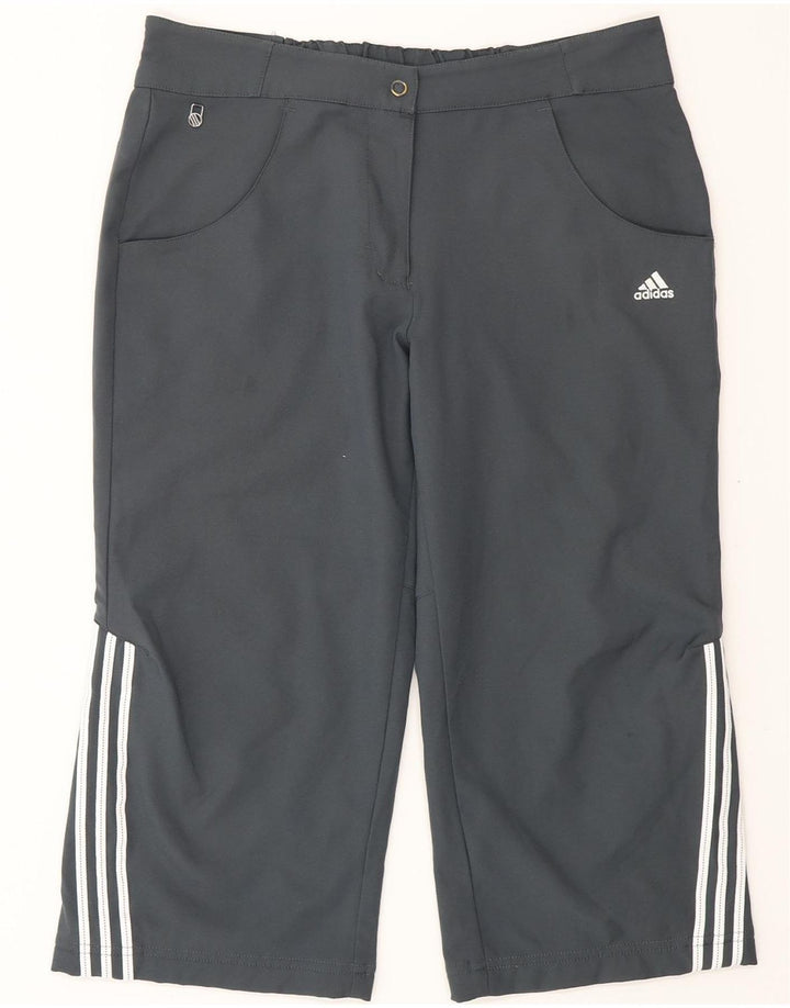Pantaloni capri dritti da donna ADIDAS UK 10 Small W30 L19 Poliestere grigio