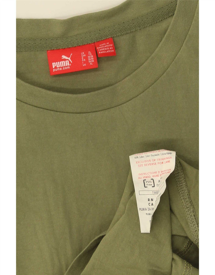 Puma Maglietta grafica da uomo a maniche lunghe XL in cotone verde