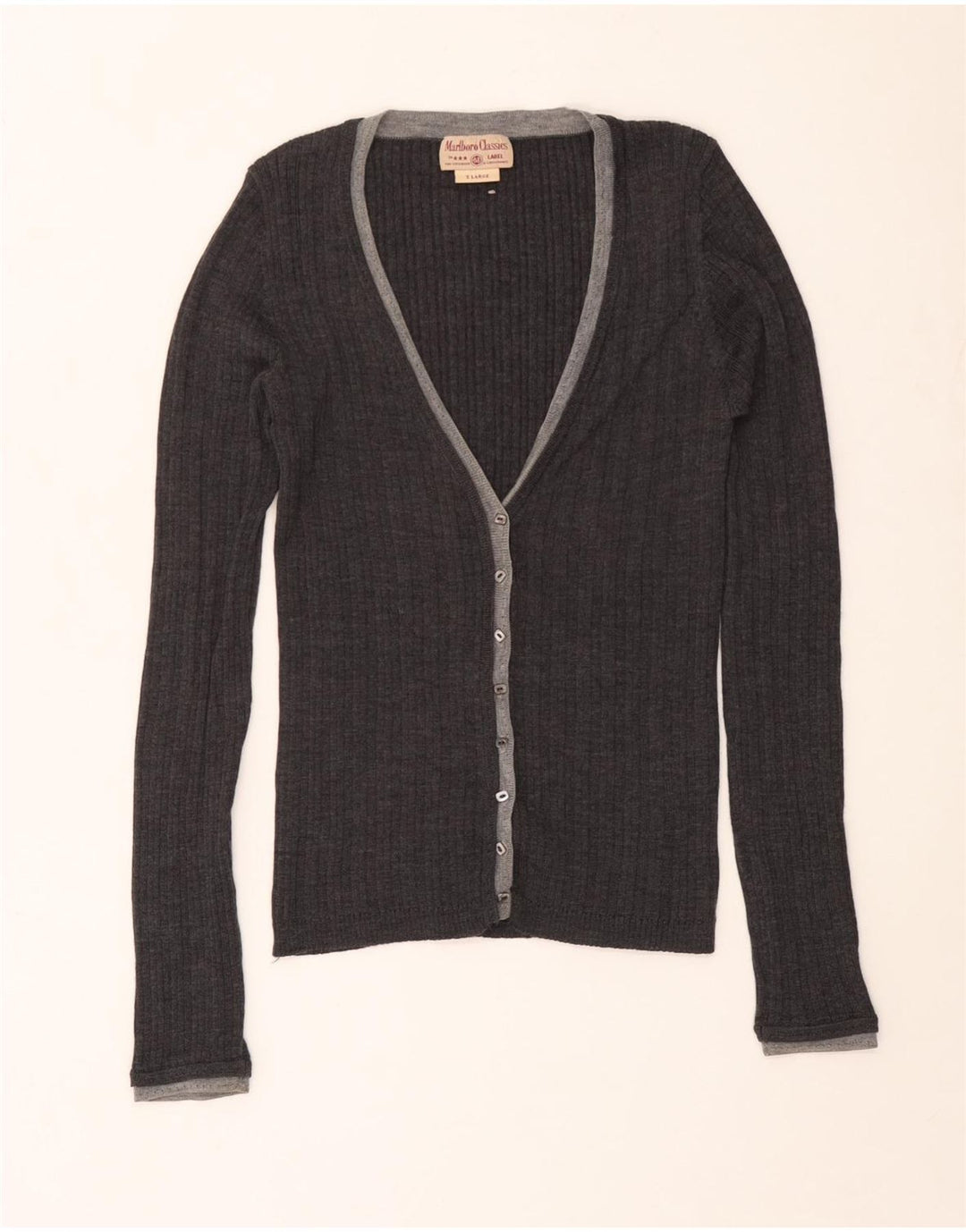 Maglione cardigan da donna Marlboro Classics UK 18 XL Lana grigia