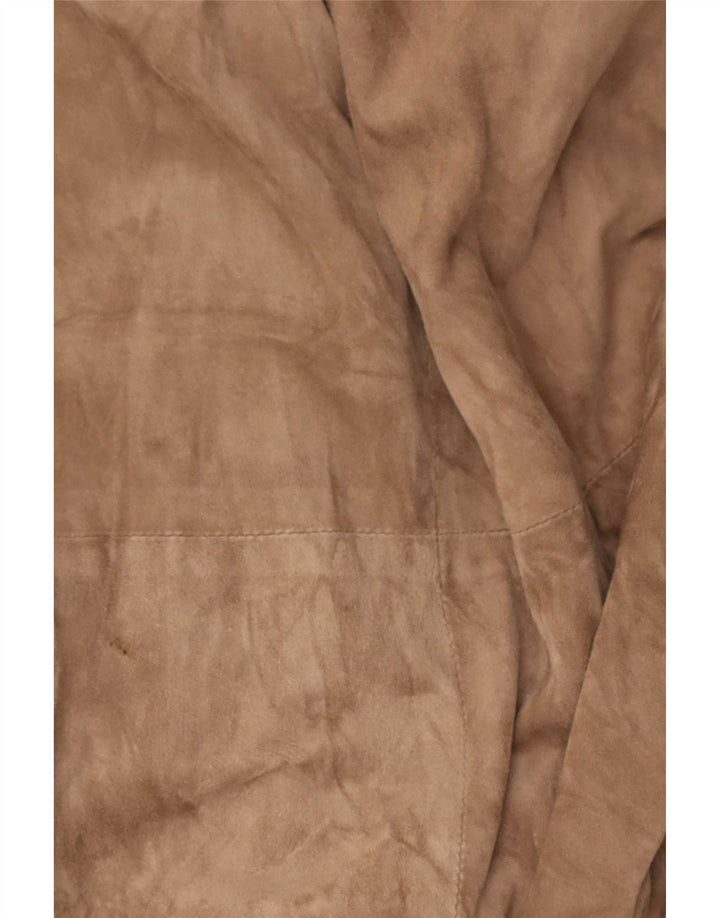 Soprabito vintage da donna in pelle scamosciata UK 14 in pelle beige medio