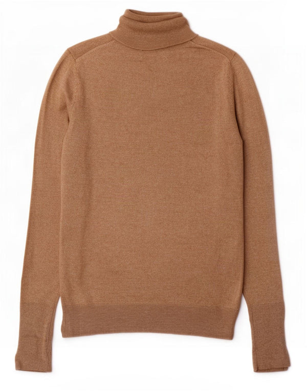 Maglione maglione a collo alto da donna Zara UK 10 piccolo in viscosa marrone