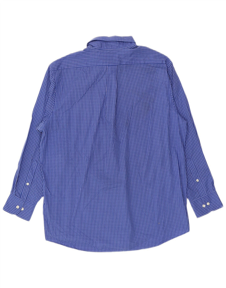 Camicia Chaps da uomo vestibilità classica taglia 16 16 1/2 grande cotone a quadretti blu