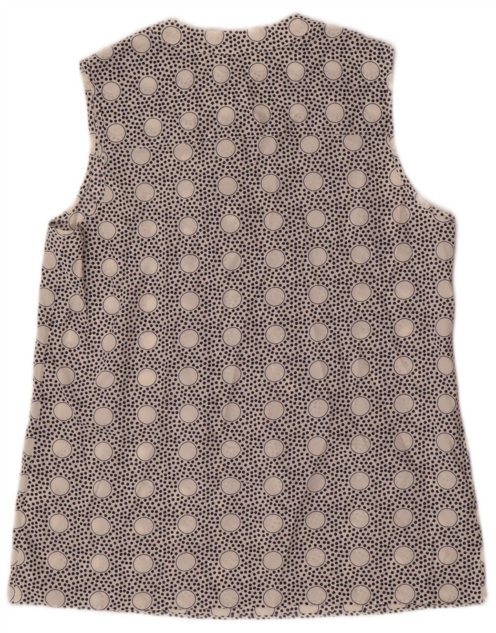 J. CREW Camicetta senza maniche da donna Top US 4 Piccolo poliestere bianco a pois