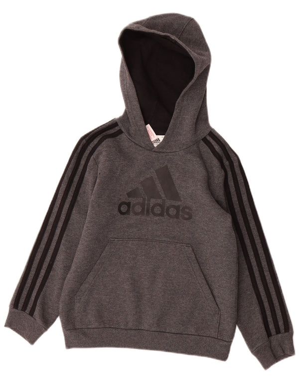 Felpa con cappuccio grafica ADIDAS per ragazzi 7-8 anni in poliestere grigio