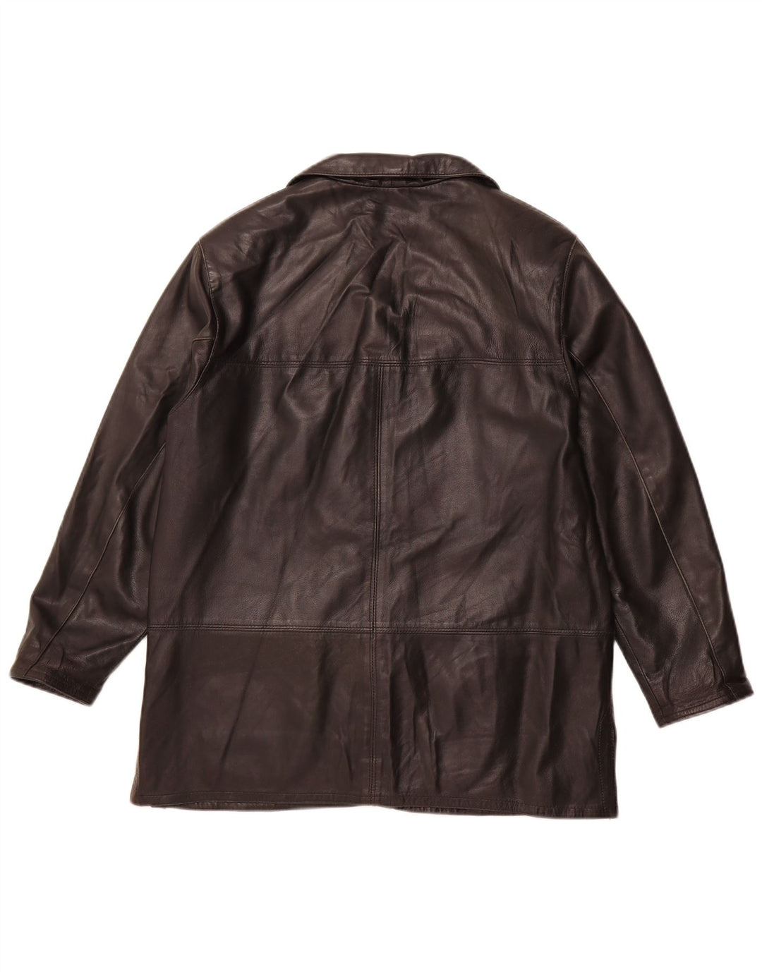 VINTAGE Womens Oversized Leather Jacket UK 10 Small Brown Leather