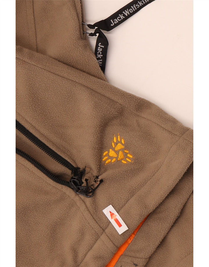 JACK WOLFSKIN Giacca in pile da donna UK 10 Small Marrone Colourblock Poliestere