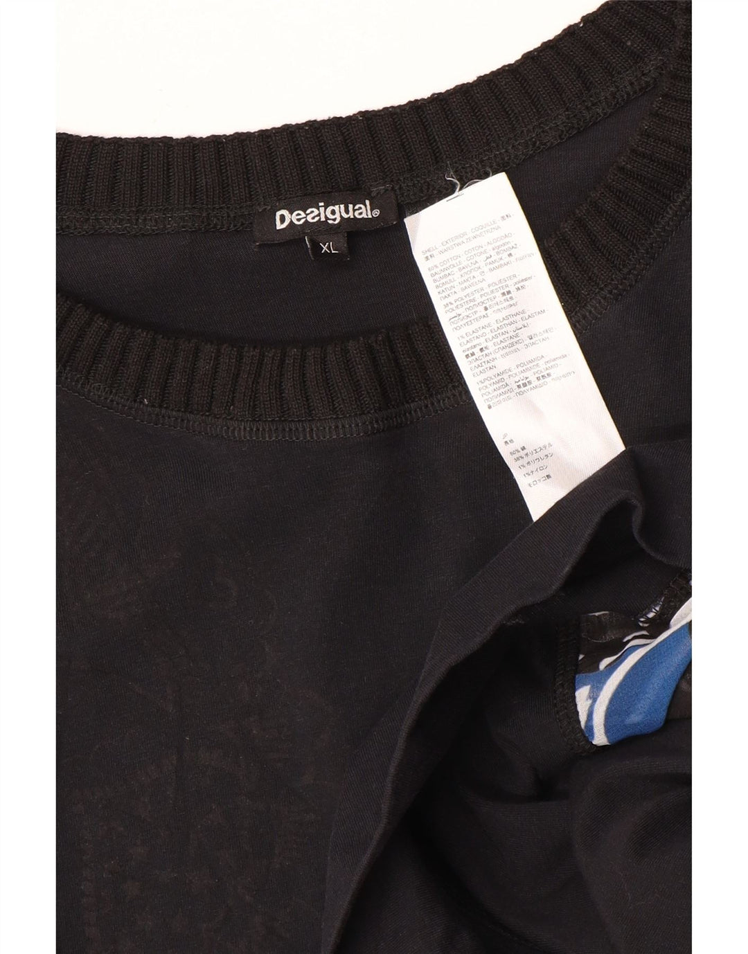 Desigual Donna Manica Corta Felpa Maglione UK 18 XL Multicolore