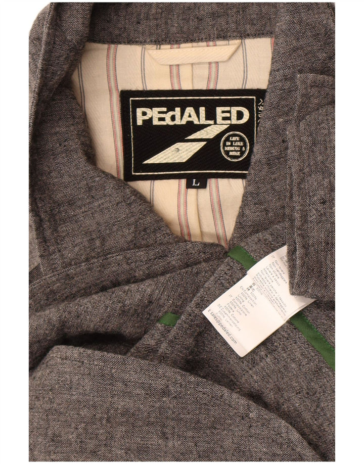 Giacca utility vintage da uomo UK 40 grande lino color block grigio