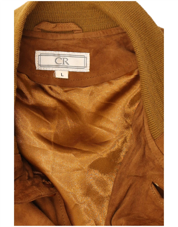 Giacca vintage in pelle scamosciata da uomo UK 40 grande in pelle marrone