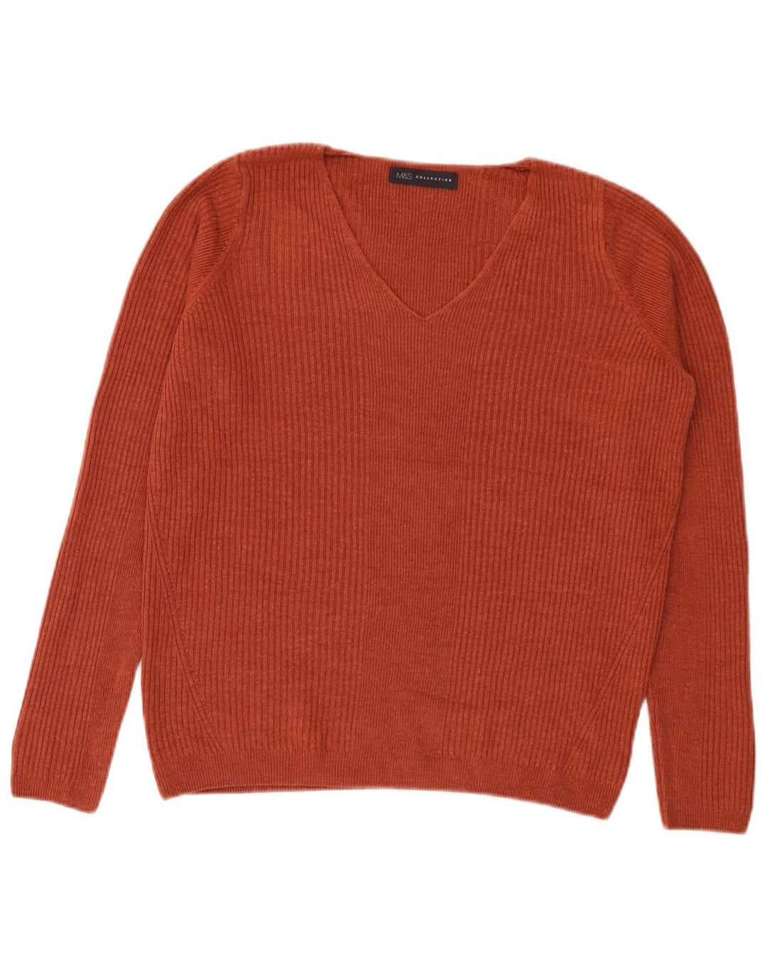 Maglione da donna con scollo a V Marks & Spencer UK 12 Acrilico arancione medio