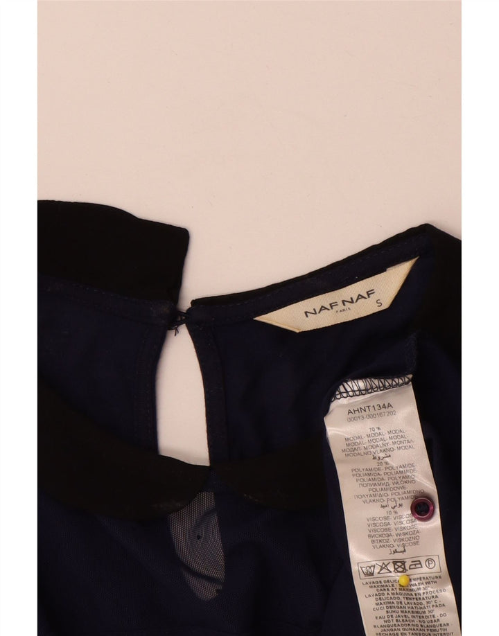 Naf Naf Camicetta da donna Top UK 10 Small Blu navy Colourblock Modal