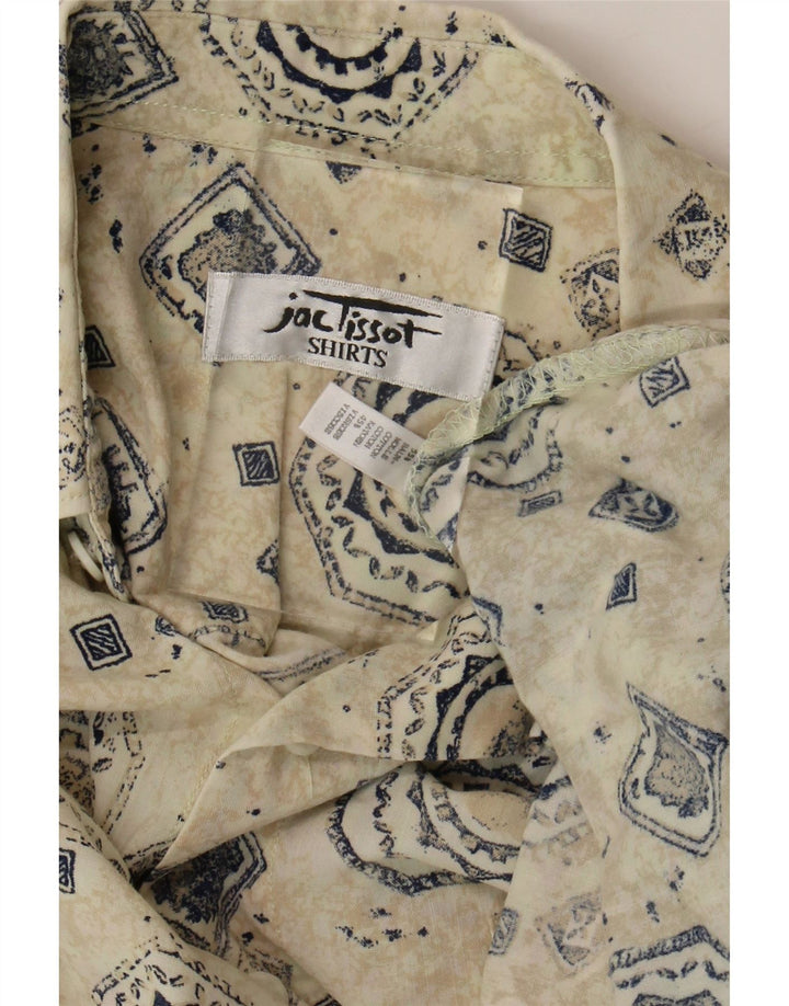 JAC TISSOT Mens Abstract Pattern Short Sleeve Shirt Large Grey Cotton Vintage Jac Tissot and Second-Hand Jac Tissot from Messina Hembry 